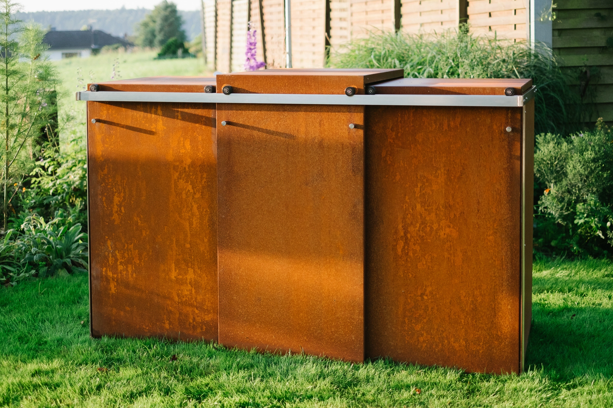 Mlltonnenbox Corten fr 3 Tonnen Mlltonnenbox Corten fr 3 Tonnen