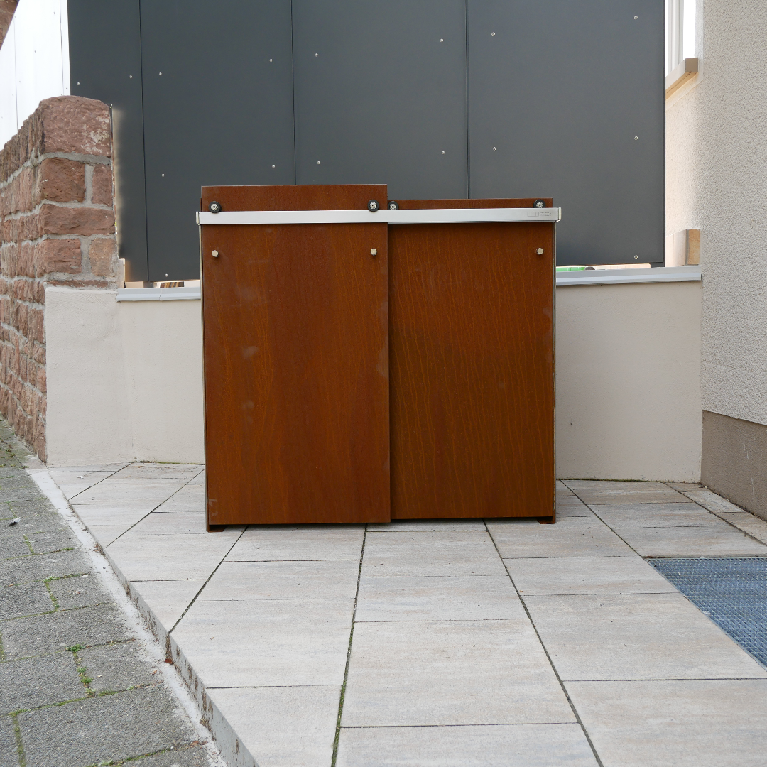 SBOX 2er Mülltonnenbox aus Cortenstahl