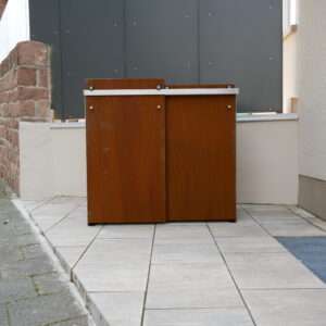 SBOX - Mülltonnenbox - Cortenstahl - für 2 Mülltonnen