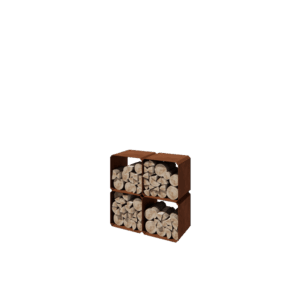 NORBERT - Holzlager - Cortenstahl - 400 x 400 x 400 mm - 4 Stck.