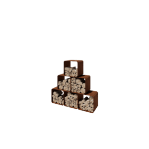 NOBERT - Holzlager - Cortenstahl - 400 x 400 x 400 mm - 8 Stck.